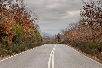 A narrow, rural road in the mountains