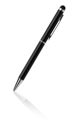 Ballpoint pen on a white background. Black ball pen isolated on white background.