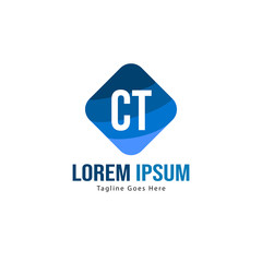Initial CT logo template with modern frame. Minimalist CT letter logo vector illustration