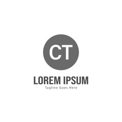 Initial CT logo template with modern frame. Minimalist CT letter logo vector illustration