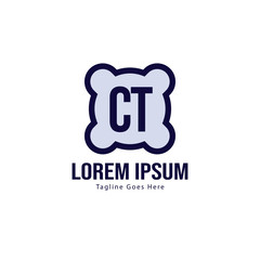Initial CT logo template with modern frame. Minimalist CT letter logo vector illustration
