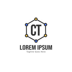 Initial CT logo template with modern frame. Minimalist CT letter logo vector illustration