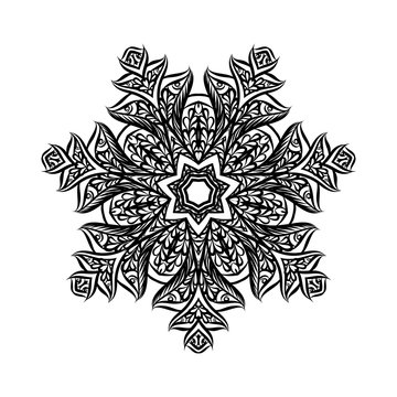 Lace Round Paper Doily, Lacy Snowflake, Greeting Element, Template for Cutting Plotter, Round Pattern, Laser Cut Template, Doily to Decorate the Cake, Illustrations on White