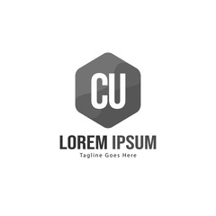 Initial CU logo template with modern frame. Minimalist CU letter logo vector illustration