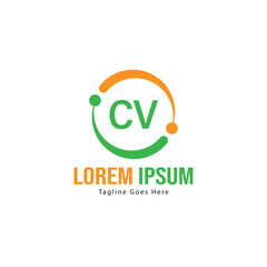 Fototapeta na wymiar Initial CV logo template with modern frame. Minimalist CV letter logo vector illustration