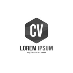 Initial CV logo template with modern frame. Minimalist CV letter logo vector illustration