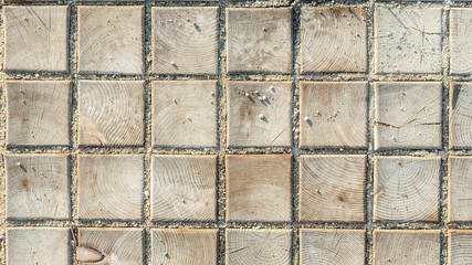 Web banner square wooden mosaic realistic texture or background.
