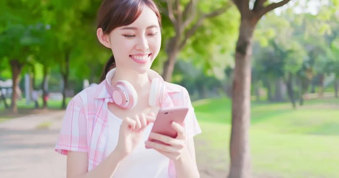 young asian woman use phone