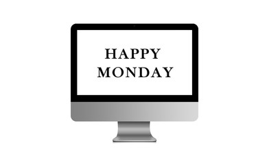 Happy Monday on modern laptop 3D illustration business icon