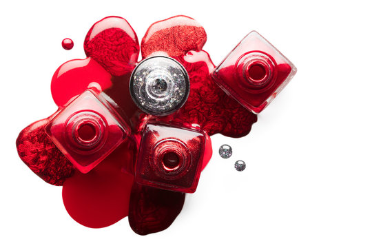 Red and silver nail art cosmetics concept