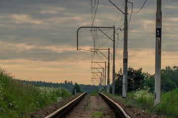 Old electric railway track between Tabor town and Bechyne spa town