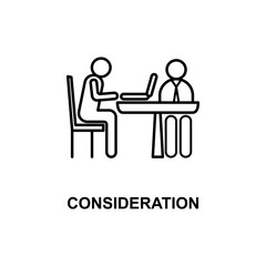 business consideration icon. Element of conference with description icon for mobile concept and web apps. Outline business consideration icon can be used for web and mobile
