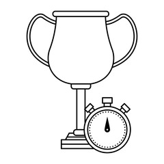 trophy cup award icon cartoon in black and white