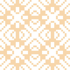 Vector geometric traditional folk ornament. Yellow and white seamless pattern