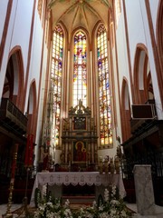 Fototapeta na wymiar Interior of St. Elizabeth's Church, the Catholic Third Order of Saint Francis is a Gothic church in Wroclaw, Poland.–