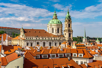 View from Vrtba garden (Vrtbovska zahrada). Famous UNESCO baroque garden in Lesser Town of Prague - capital city of the Czech Republic (popular travel destination in Europe)