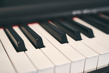 Piano keyboard close up