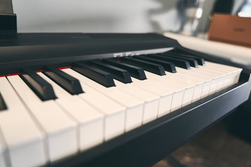 Piano keyboard close up