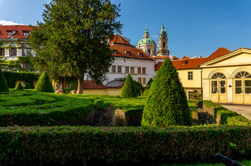 View from Vrtba garden (Vrtbovska zahrada). Famous UNESCO baroque garden in Lesser Town of Prague - capital city of the Czech Republic (popular travel destination in Europe)
