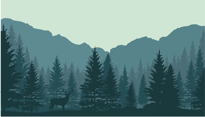 Forest landscape background. Vector illustration