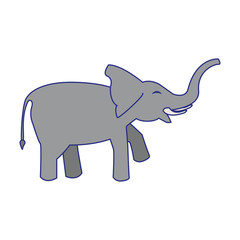 Elephant wildlife animal cartoon sideview isolated blue lines