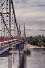 Park bridge across the Dnieper Kyiv Ukraine 2019