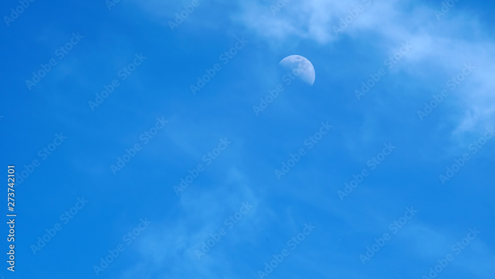 Wall mural moon on a blue sky day