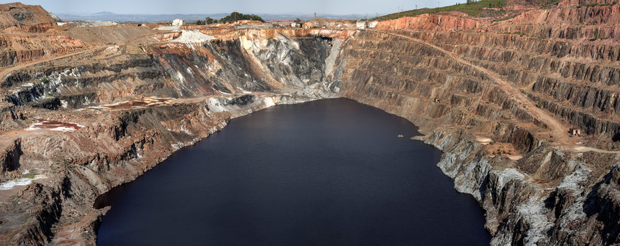 Rocky landscape in early morning in Mines of Riotinto, Huelva
