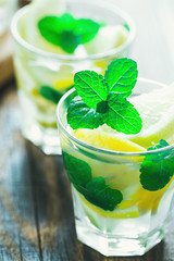 Fresh homemade lemonade with mint