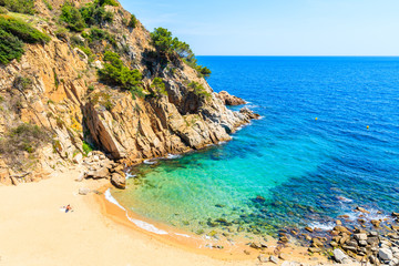 Sandy beach and bay in Tossa de Mar town, Costa Brava, Spain