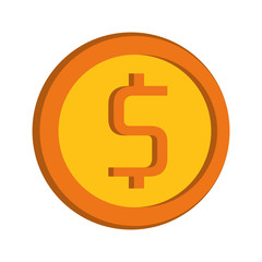 Moeny coin with cash symbol isolated