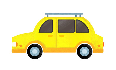cartoon scene with everyday car on white background - illustration for children