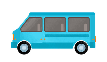 cartoon scene with everyday car on white background - illustration for children