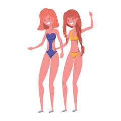 young women with swimsuit on white background