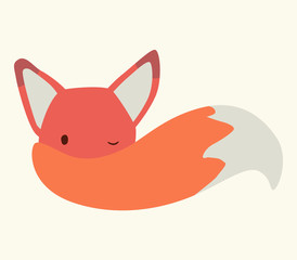 Fox cub character icon flat vector silly diverse tender adorable