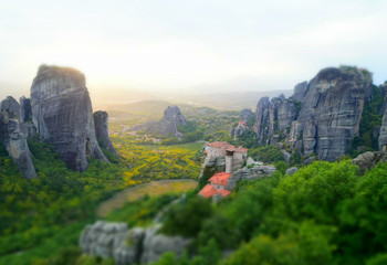 Fototapeta na wymiar Saint place on earth in Greece, Meteora monastery- Rousanou