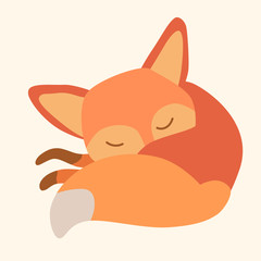 Fox cub character icon flat vector silly diverse tender adorable