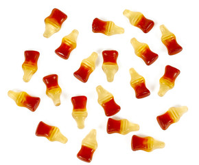 coca cola chewy candies isolated on white