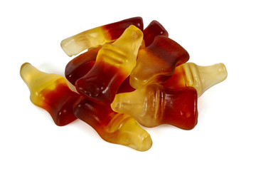 coca cola chewy candies isolated on white