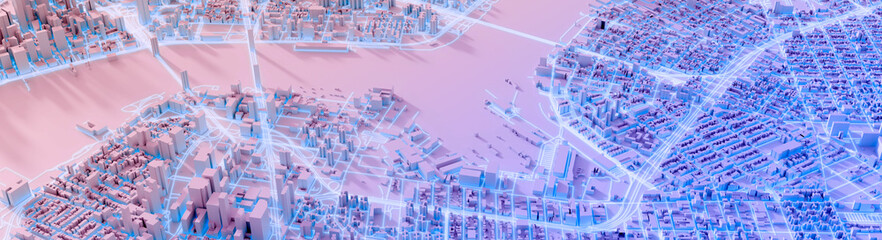 Techno mega city; urban and futuristic technology concepts, original 3d rendering