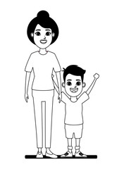 family avatar cartoon character portrait in black and white