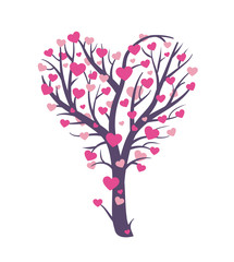 Fototapeta na wymiar valentine's day love romantic happy gift card print heart tree