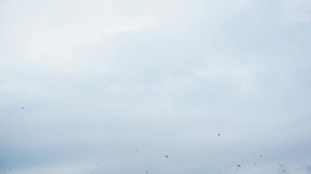 Motocross riders overcome the jump in slow motion. Jumping on a springboard.1920X1080 Full Hd.