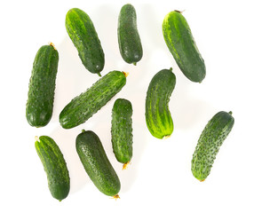 fresh cucumbers isolated on white background