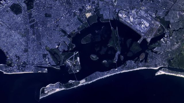 Sunrise animation on Jfk airport New York. Contain public domain image by Nasa