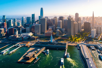 Downtown San Francisco aerial view of skyscrapers