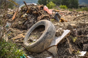 Pile of garbage, pollution of environment