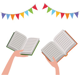 Fototapeta premium Isolated books and hand design