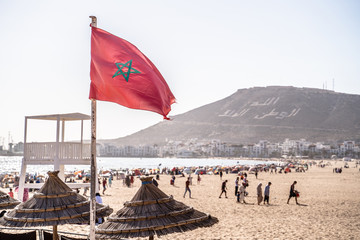 Agadir Beach and flag