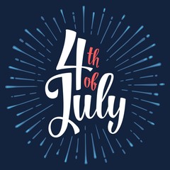 Fourth of July hand lettering inscription with salute. Independence day
